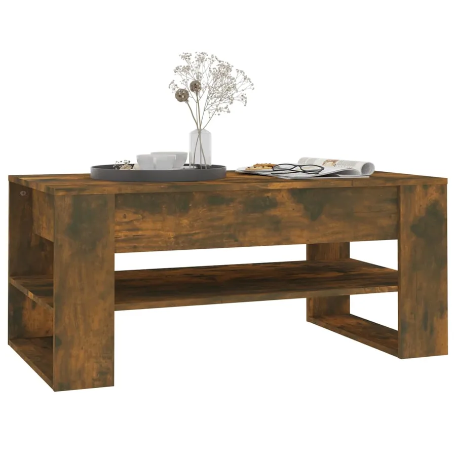 Table basse chêne fumé 102x55x45 cm bois d'ingénierie - 6