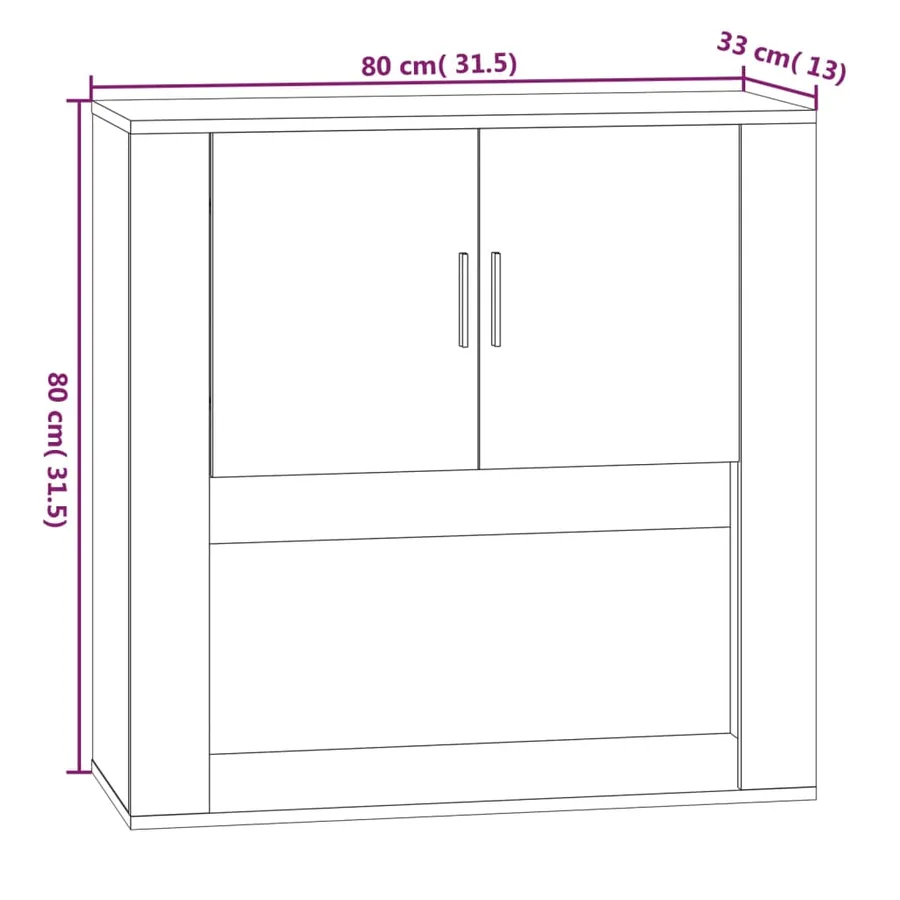 Armoire murale Chêne fumé 80x33x80 cm Bois d'ingénierie - 13