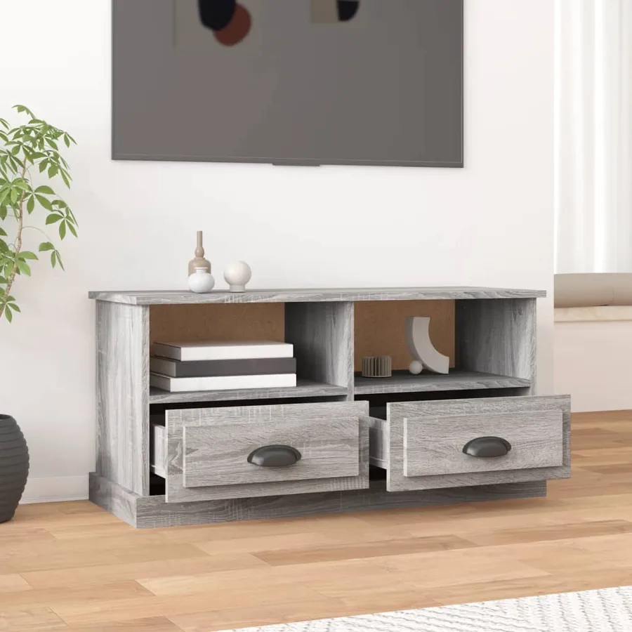 Meuble TV sonoma gris 93x35,5x45 cm bois d'ingénierie - 3