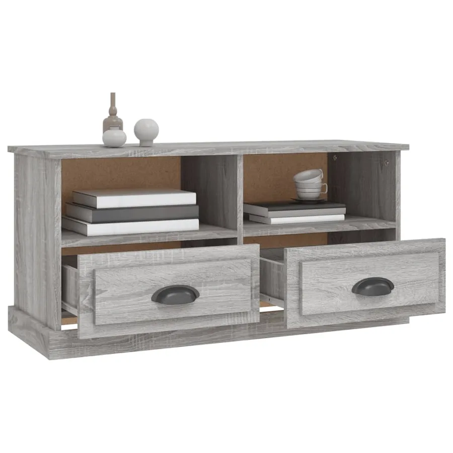 Meuble TV sonoma gris 93x35,5x45 cm bois d'ingénierie - 5