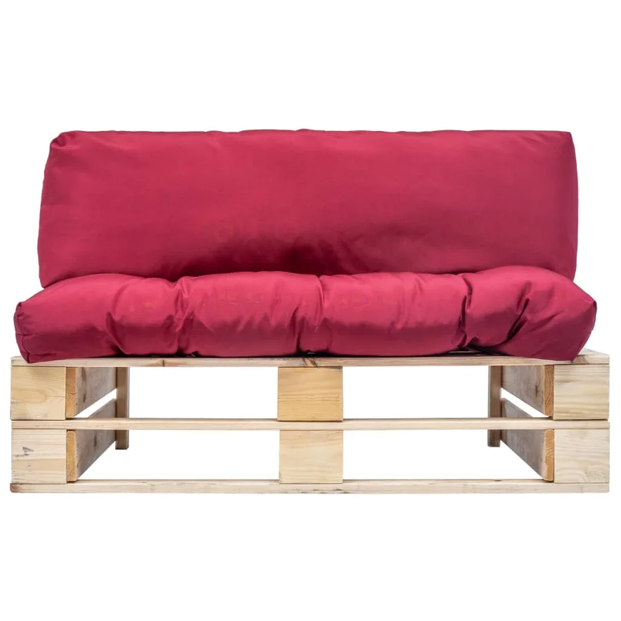 Canapé de jardin palette avec coussins rouge Pinède - 2