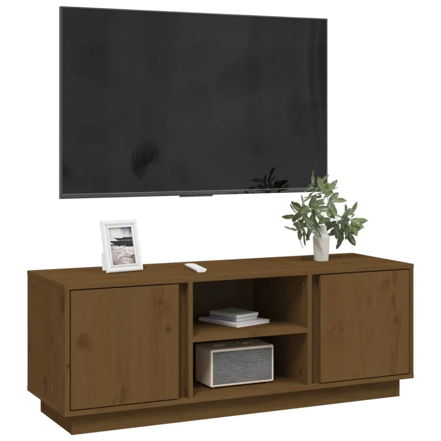 Meuble TV Marron miel 110x35x40,5 cm Bois de pin massif - 4
