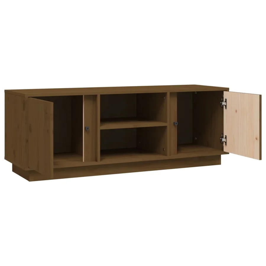 Meuble TV Marron miel 110x35x40,5 cm Bois de pin massif - 7