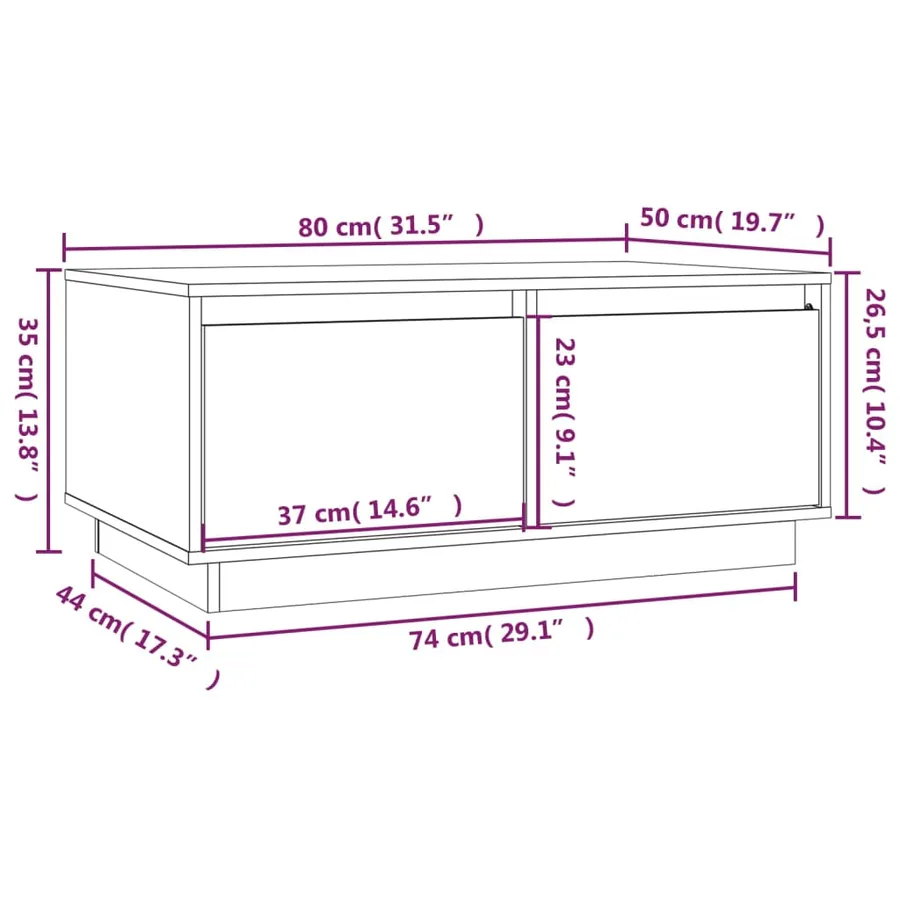 Table basse Blanc 80x50x35 cm Bois massif de pin - 10