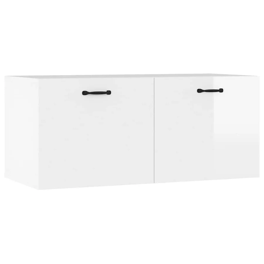 Armoire murale blanc brillant 80x36,5x35 cm bois d'ingénierie - 2