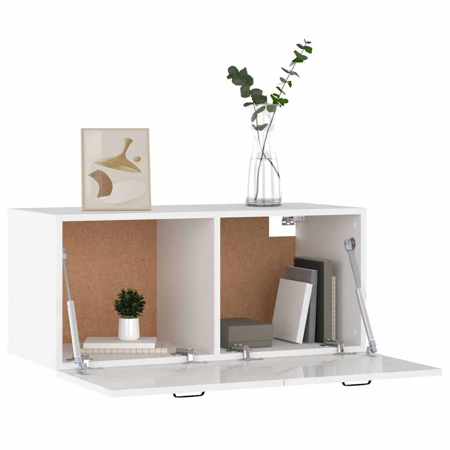 Armoire murale blanc brillant 80x36,5x35 cm bois d'ingénierie - 4