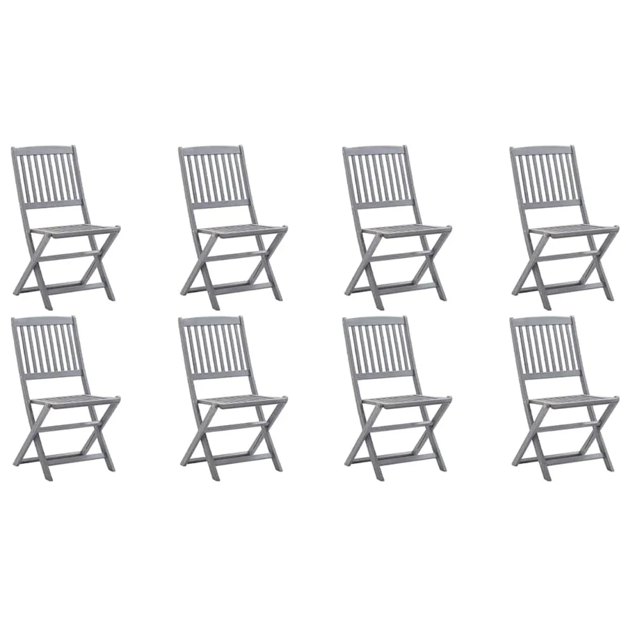 Chaises pliables d'extérieur lot de 8 et coussins Bois d'acacia - 2