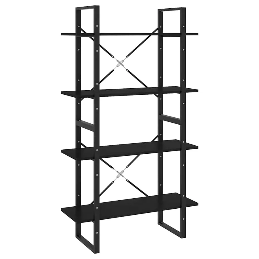 Bibliothèque à 4 niveaux Noir 80x30x140 cm Bois de pin massif - 2