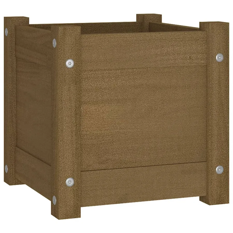 Jardinière extérieur Marron miel 31x31x31 cm Bois de pin massif - 2