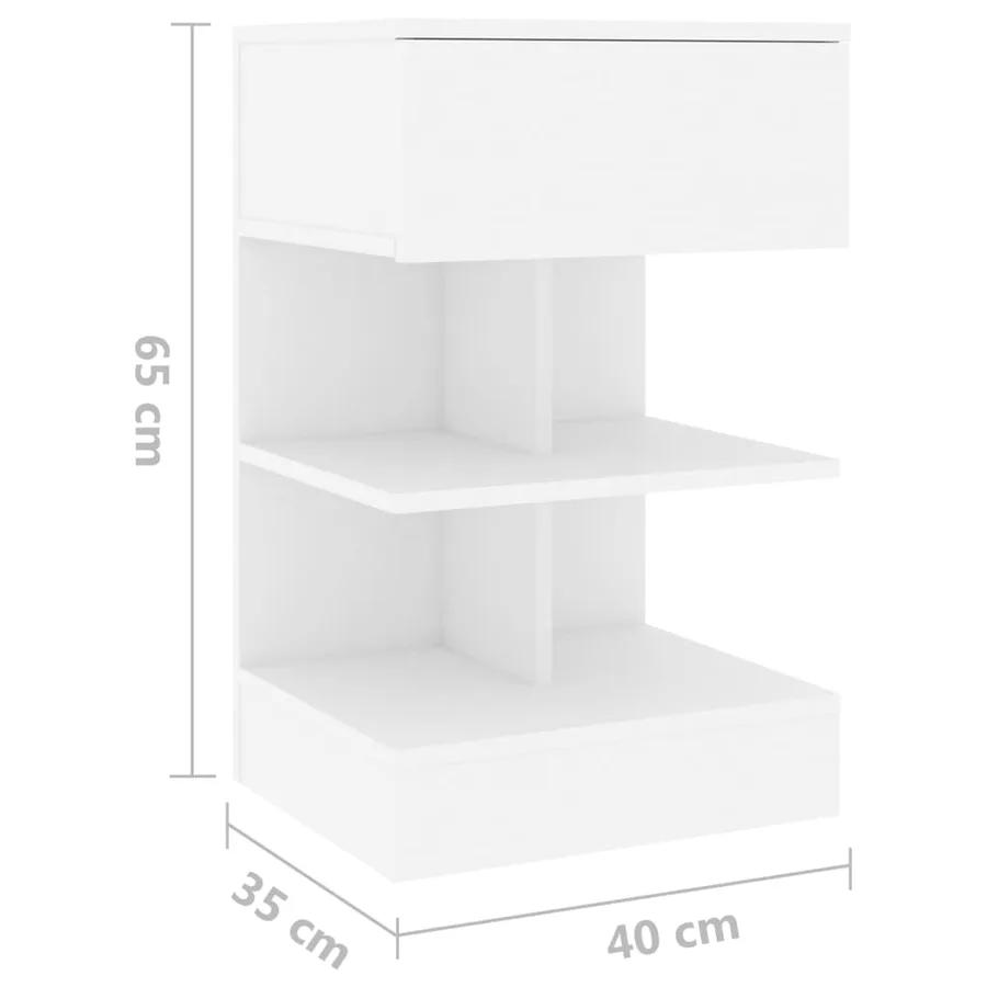 Table de chevet Blanc 40x35x65 cm Bois d’ingénierie - 7
