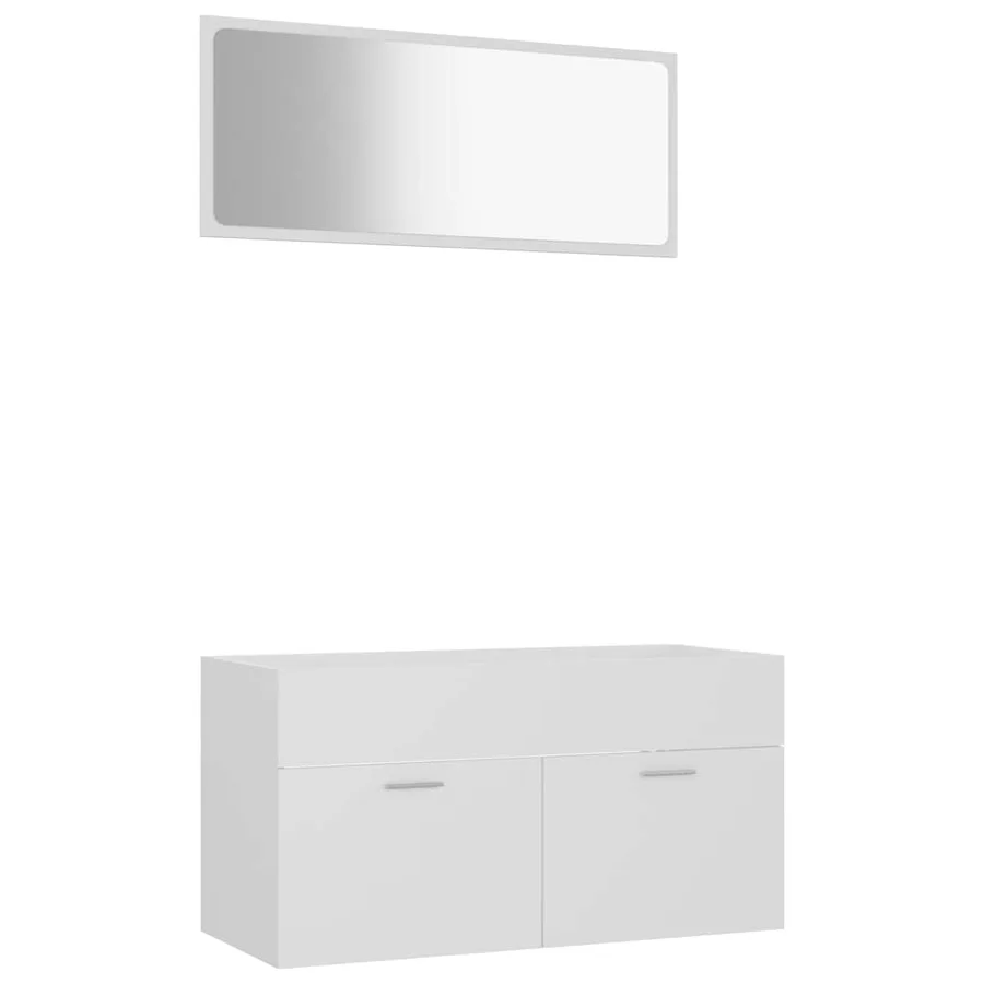 Ensemble de meubles de salle de bain 2pcs blanc bois ingénierie - 2