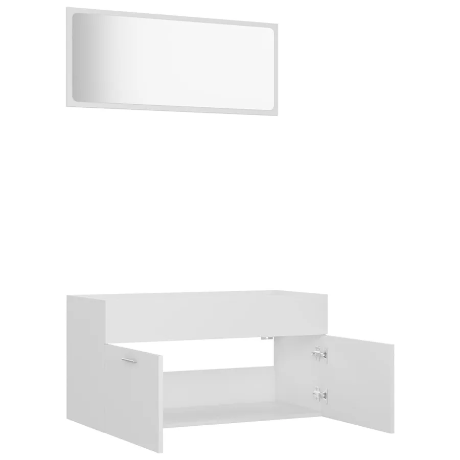Ensemble de meubles de salle de bain 2pcs blanc bois ingénierie - 6