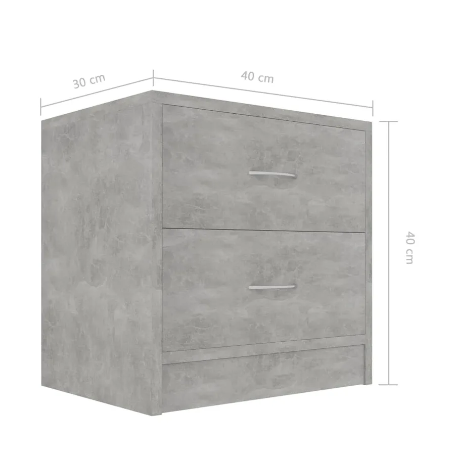 Table de chevet Gris béton 40x30x40 cm Bois d'ingénierie - 6