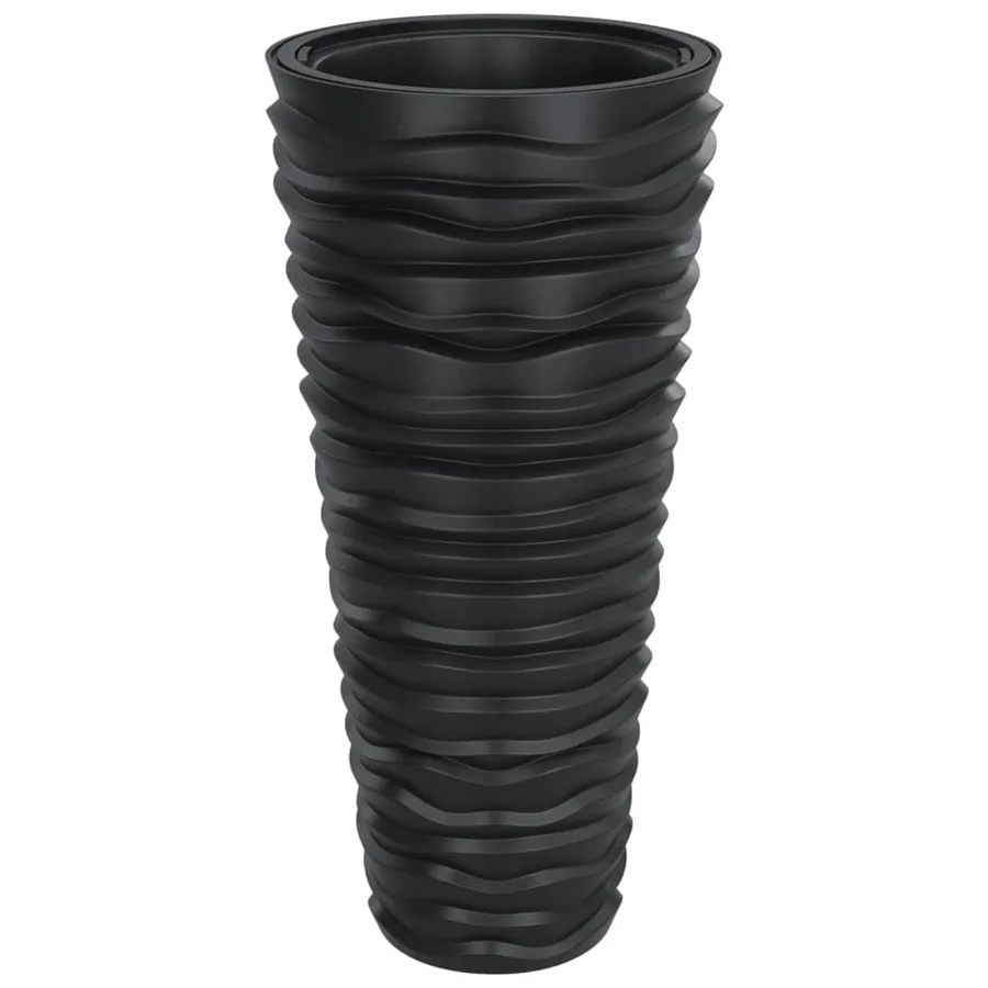 Jardinière et intérieur amovible anthracite aspect rainuré - 2