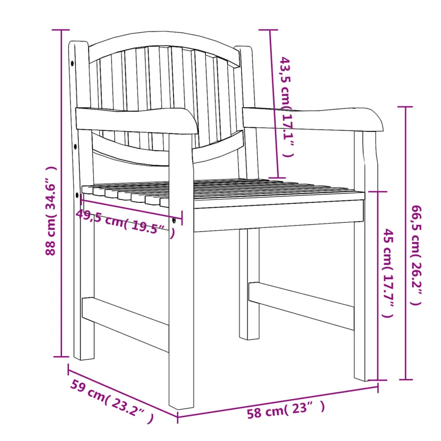Chaises de jardin lot de 2 58x59x88 cm bois de teck solide - 7