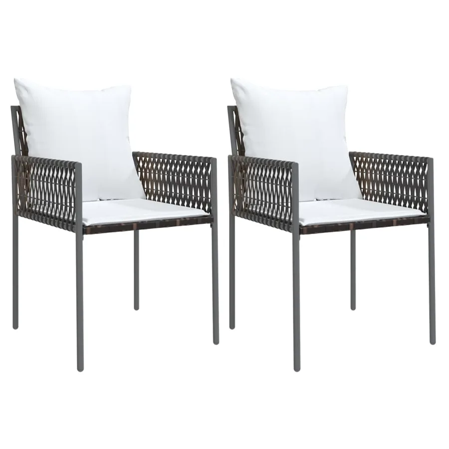 Chaises de jardin et coussins lot de 2 marron 54x61x83 cm rotin - 2