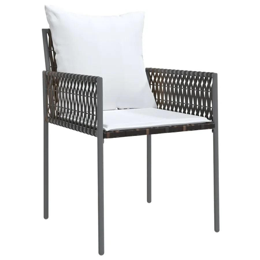Chaises de jardin et coussins lot de 2 marron 54x61x83 cm rotin - 3