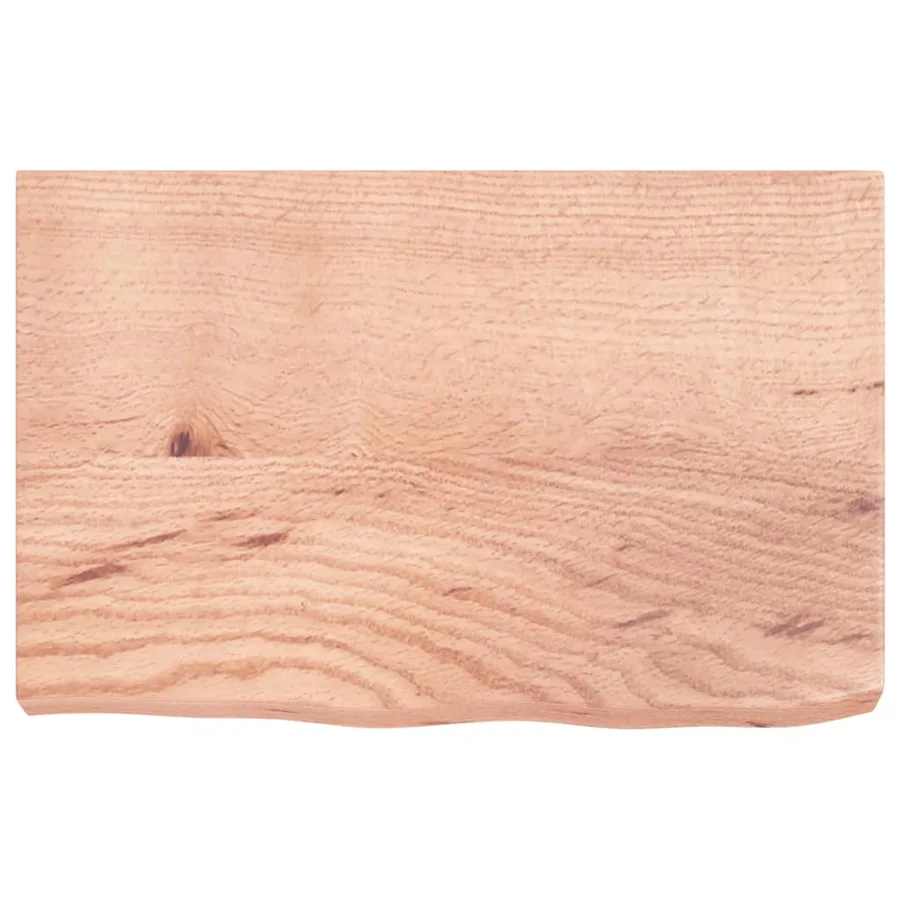 Étagère murale marron clair bois chêne massif traité - 4
