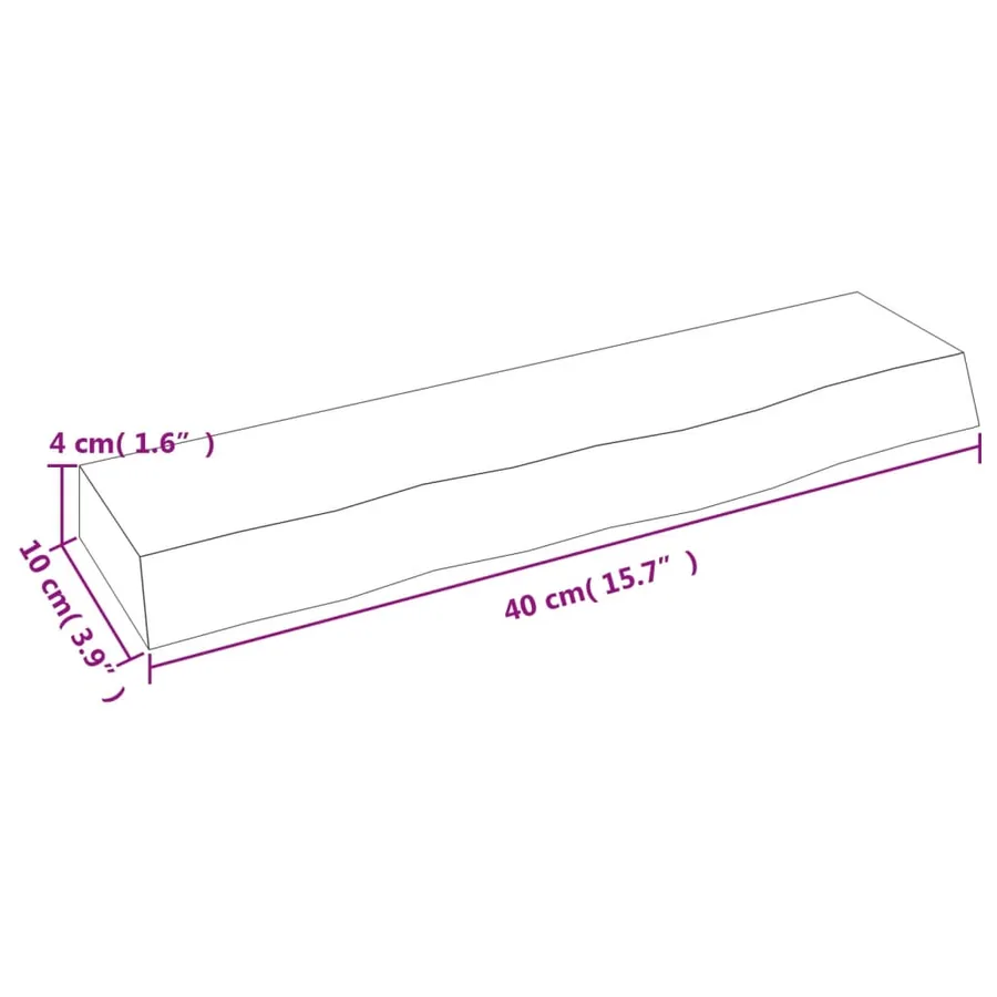 Étagère murale marron clair 40x10x4 cm bois chêne massif traité - 7