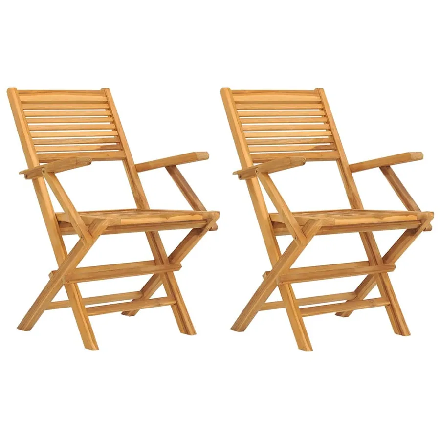 Chaises de jardin pliantes lot de 2 55x62x90cm bois massif teck - 2