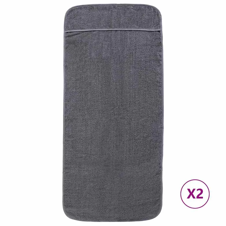 Serviettes de plage 2 pcs anthracite 60x135 cm tissu 400 GSM - 2