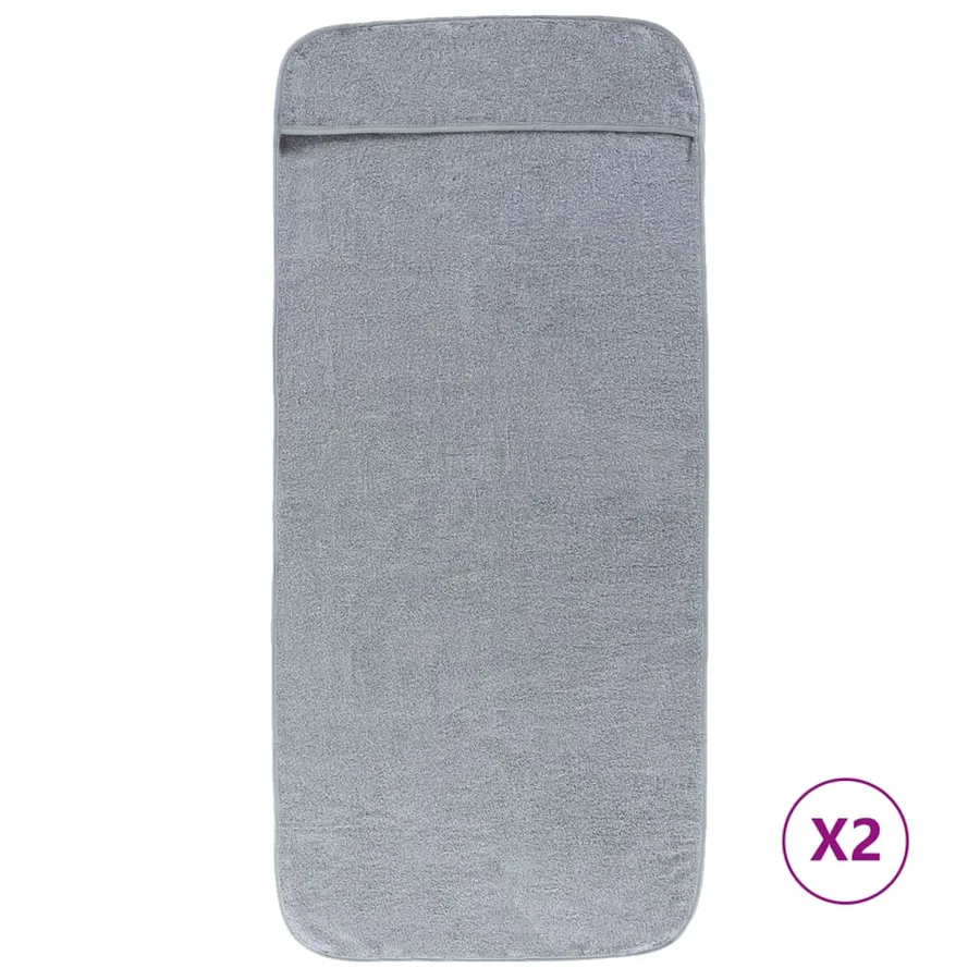 Serviettes de plage 2 pcs gris 60x135 cm tissu 400 GSM - 2