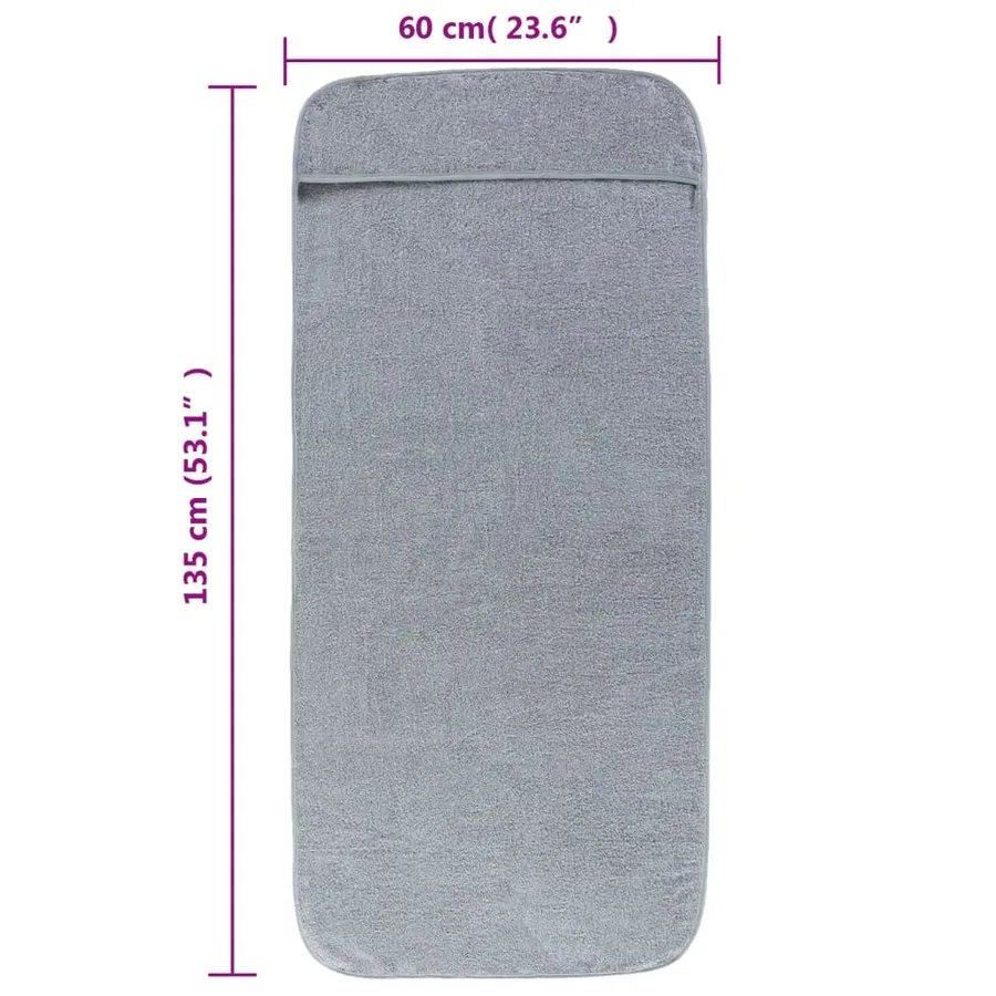 Serviettes de plage 2 pcs gris 60x135 cm tissu 400 GSM - 8