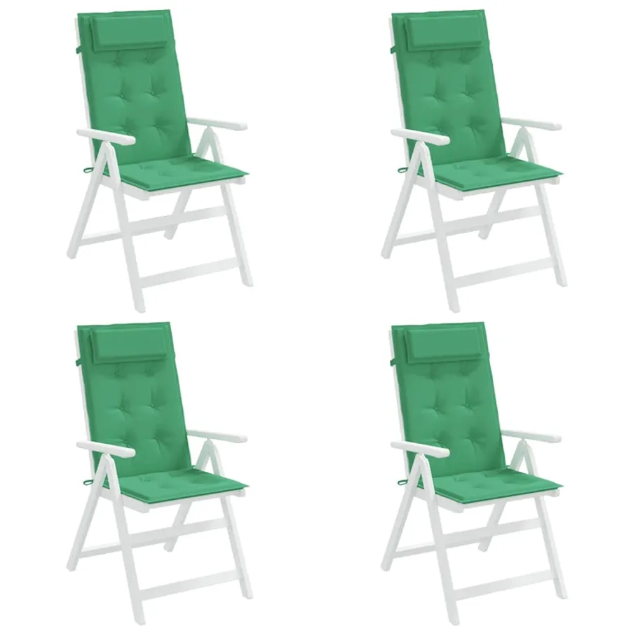 Coussins de chaise à dossier haut lot de 4 vert tissu oxford - 4