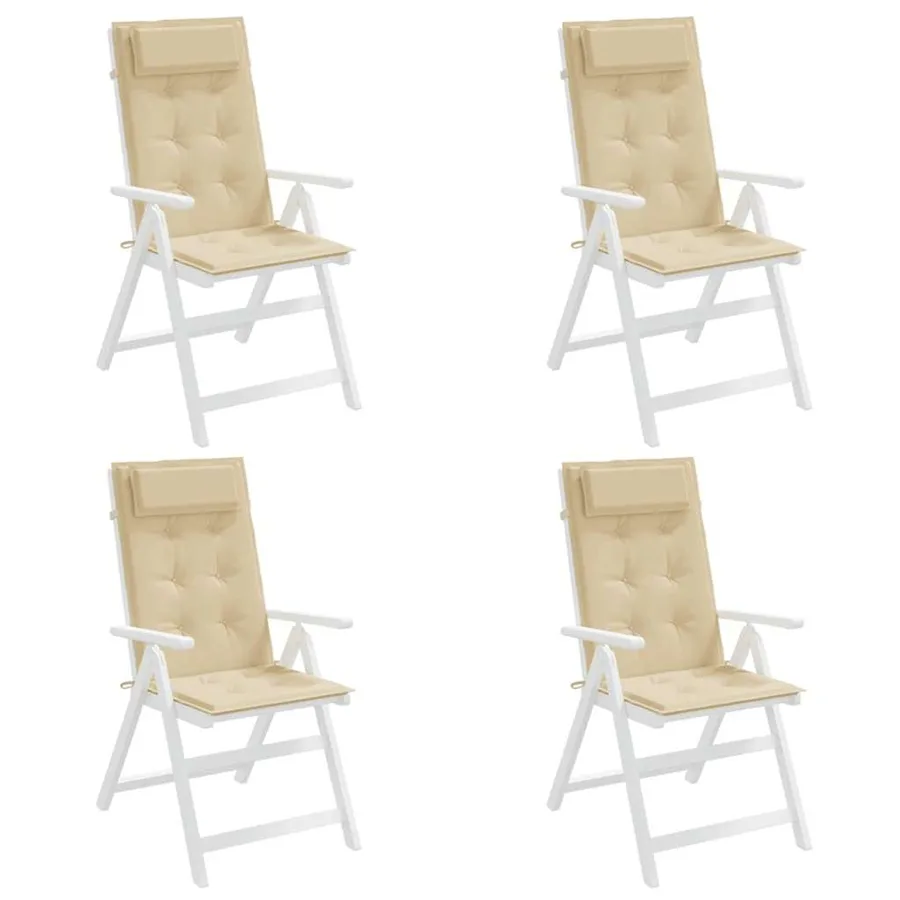 Coussins de chaise à dossier haut lot de 4 beige tissu oxford - 4