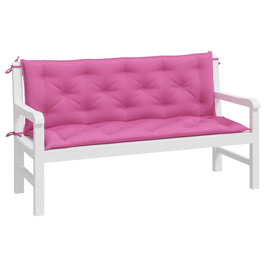 Coussins de banc de jardin lot de 2 rose 150x50x7 cm tissu - 4