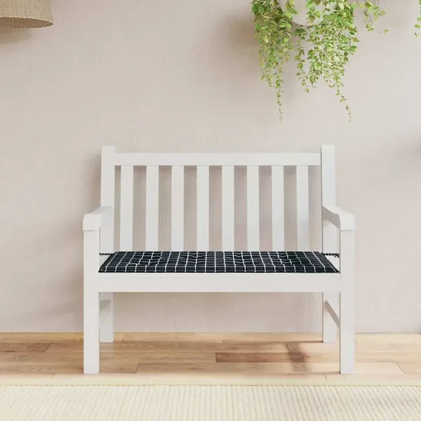 Coussin de banc de jardin carreaux noir 120x50x3cm tissu oxford