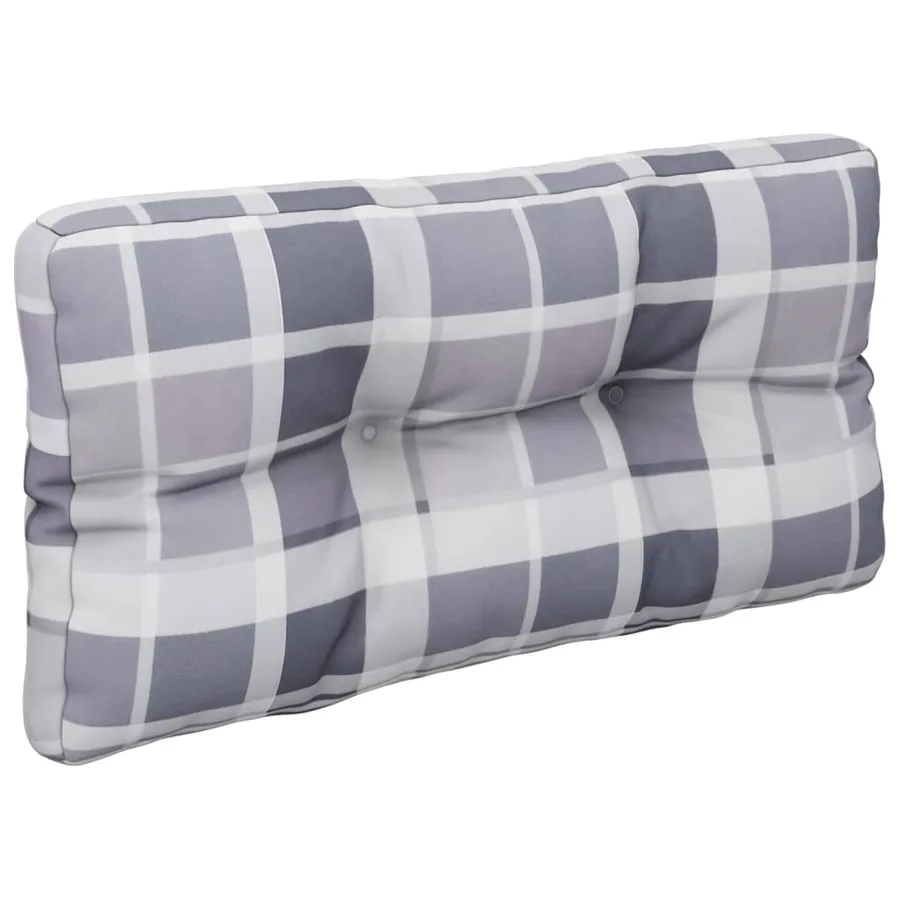 Coussin de palette motif à carreaux gris 70x40x12 cm tissu - 4
