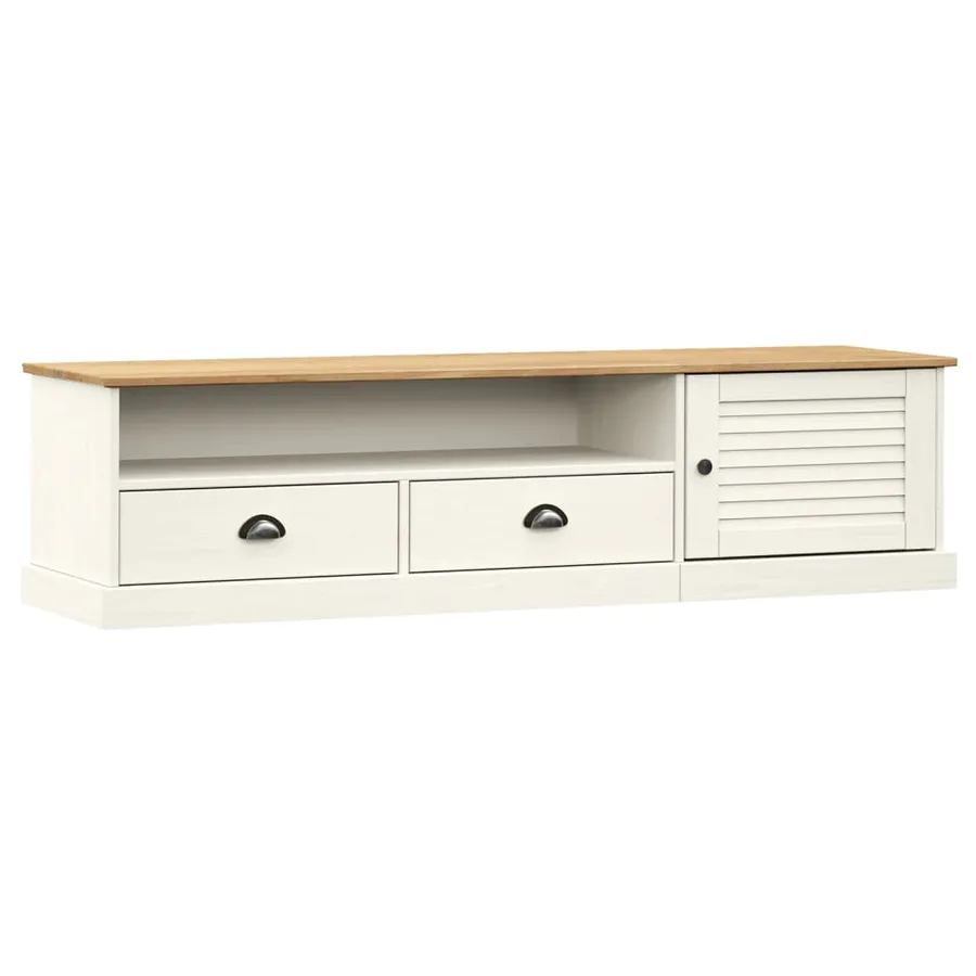 Meuble TV VIGO blanc 156x40x40 cm bois massif de pin - 2