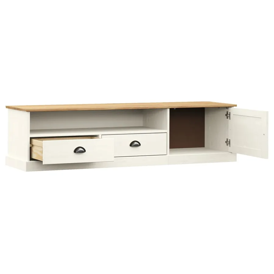 Meuble TV VIGO blanc 156x40x40 cm bois massif de pin - 4