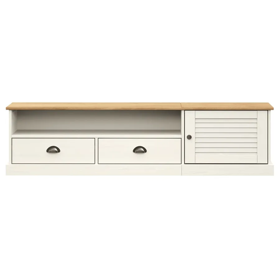 Meuble TV VIGO blanc 156x40x40 cm bois massif de pin - 5