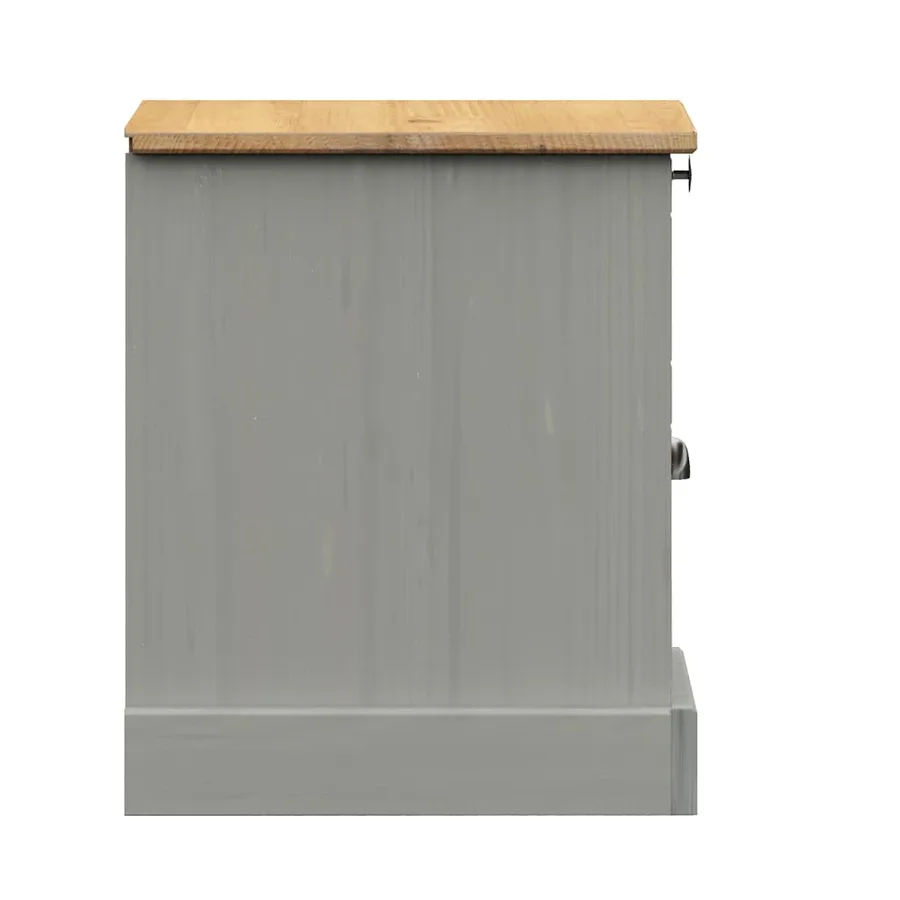 Table de chevet VIGO gris 42x35x42 cm bois de pin massif - 6