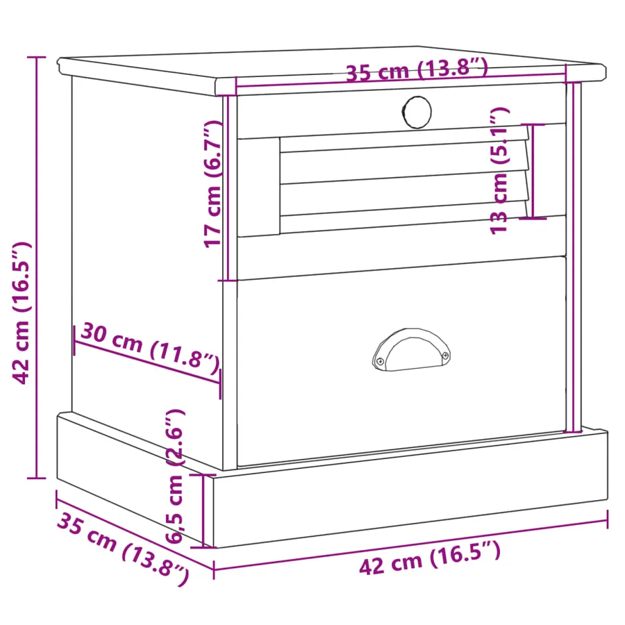 Table de chevet VIGO gris 42x35x42 cm bois de pin massif - 9
