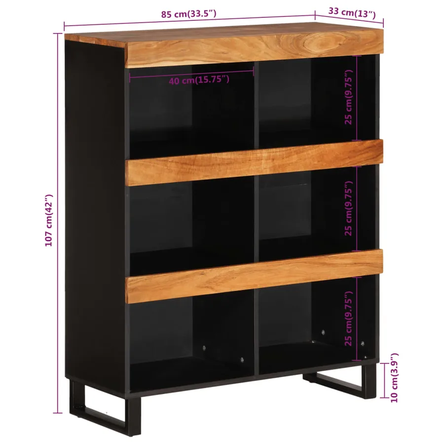Armoire latérale 85x33x107 cm bois massif d'acacia - 8