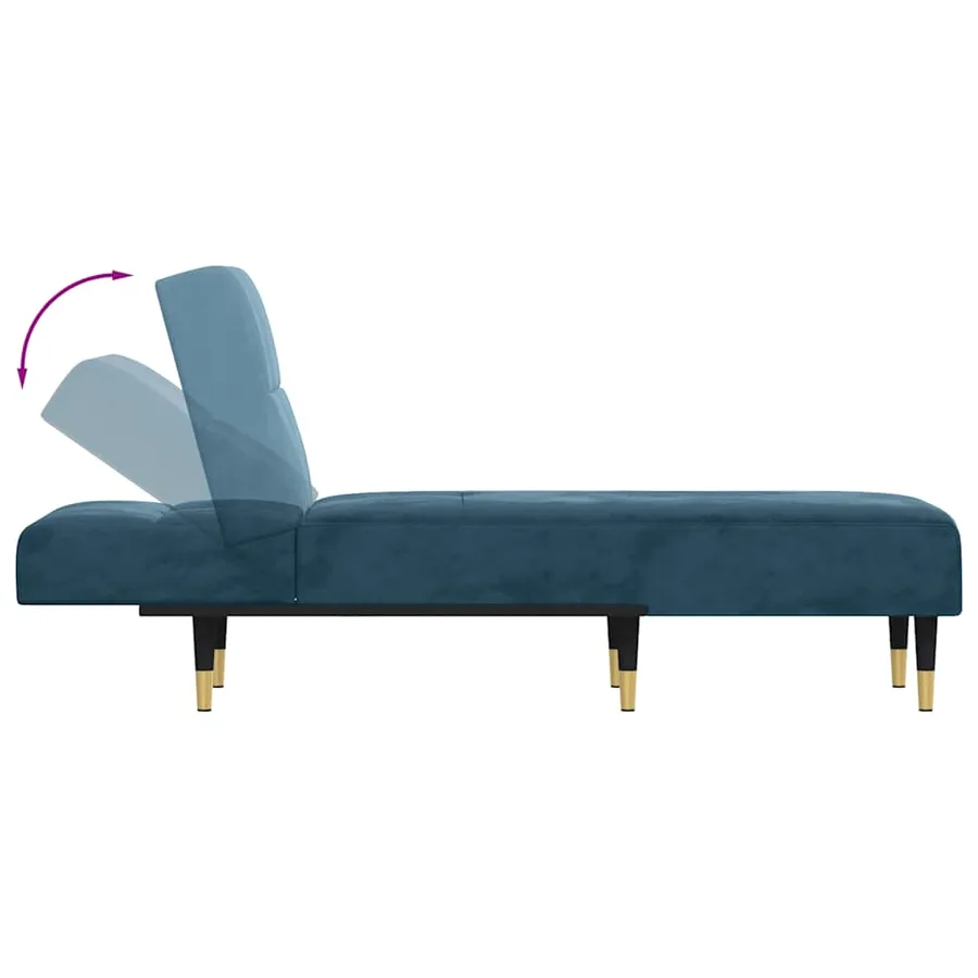 Chaise longue bleu velours - 6