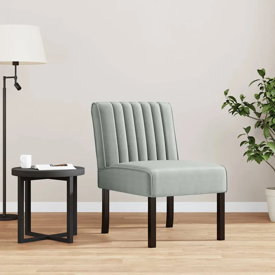 Fauteuil sans accoudoirs gris clair velours