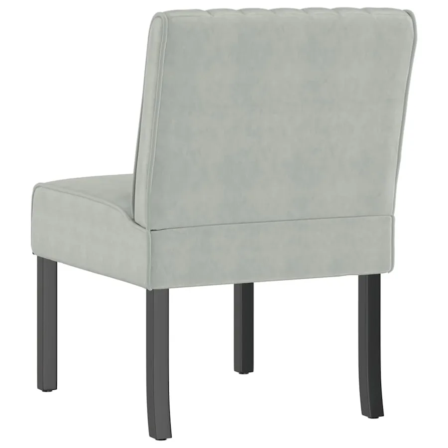 Fauteuil sans accoudoirs gris clair velours - 5