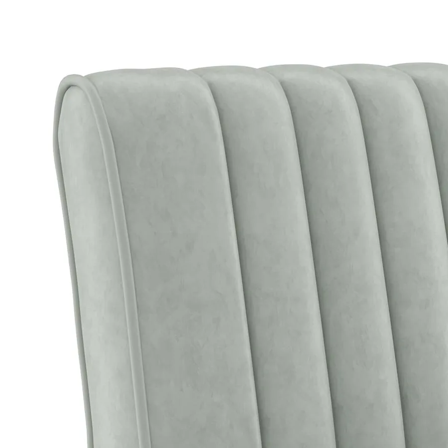 Fauteuil sans accoudoirs gris clair velours - 6