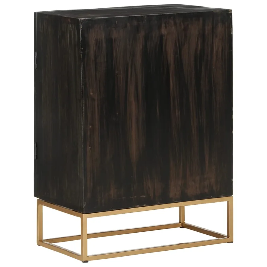 Buffet Noir 55x34x75 cm Bois massif de manguier et fer - 3