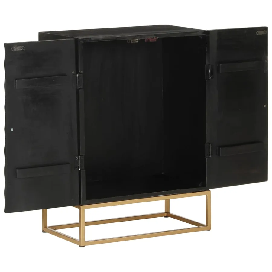 Buffet Noir 55x34x75 cm Bois massif de manguier et fer - 4