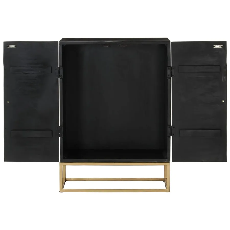 Buffet Noir 55x34x75 cm Bois massif de manguier et fer - 5