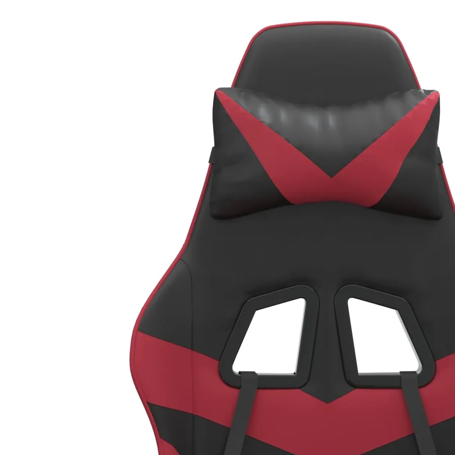 Chaise de jeu pivotante Noir et rouge bordeaux Similicuir - 9