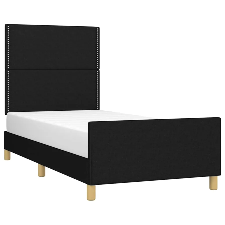 Cadre de lit sans matelas noir 100x200 cm tissu - 3