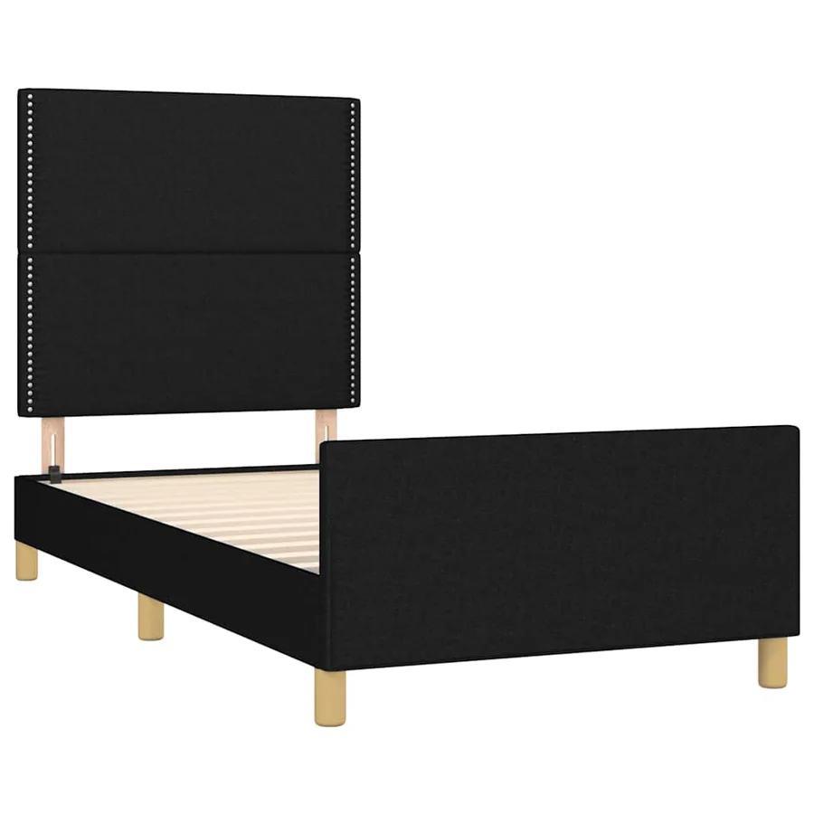Cadre de lit sans matelas noir 100x200 cm tissu - 4