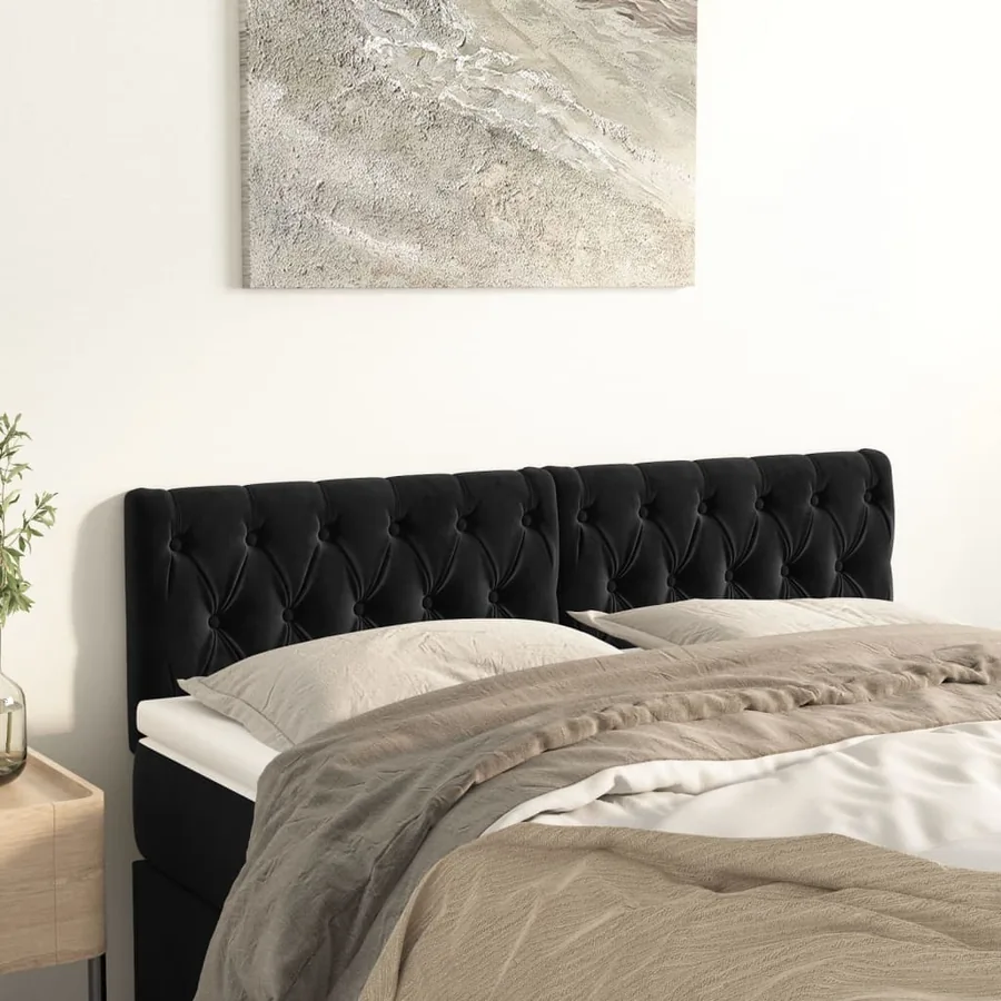 Têtes de lit Noir 144 x 7 x 78/88 cm Velours