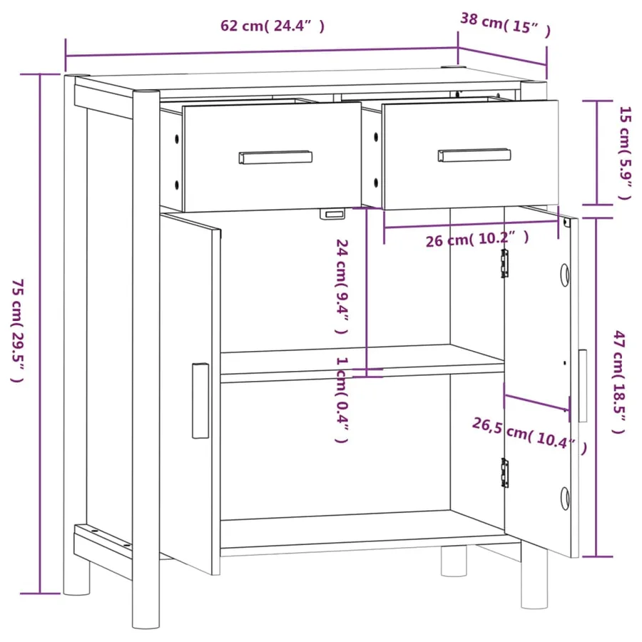 Buffet Blanc 62x38x75 cm Bois d'ingénierie - 9